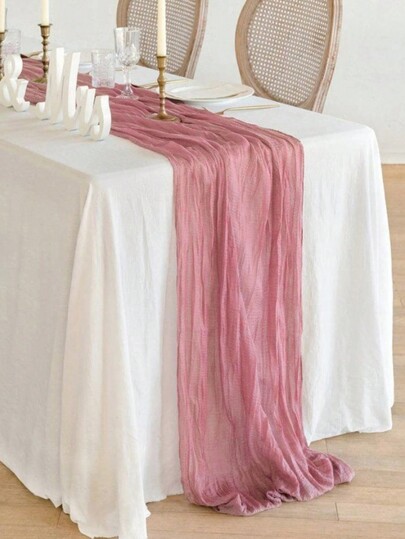 1pc Solid Color Bohemian Style Table Runner/Table Cloth Suitable For Wedding, Party, Mother's Day, Home Decor And Scene Decoration