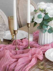 1pc Solid Color Bohemian Style Table Runner/Table Cloth Suitable For Wedding, Party, Mother's Day, Home Decor And Scene Decoration - Dusty Pink - View 6