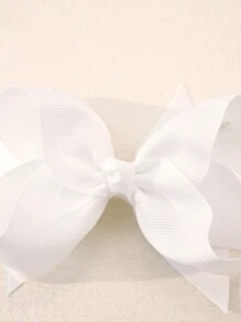 2pcs/Pack White Solid Color Bow Hair Clips For Children - White - View 3