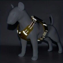 1入犬用無勾式胸背帶，可調節柔軟帶墊大型狗狗胸背帶，帶有易於控制的手柄和反光犬胸背帶 - 黃色 - 查看 7