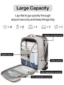 18 Inch Travel Backpack Multifunctional Large Capacity Waterproof Carry On Luggage Bag Laptop Backpack Fit 15.6 Inch Laptop With Multi Pockets For Women And Men Moonlight White - Light Grey - View 7