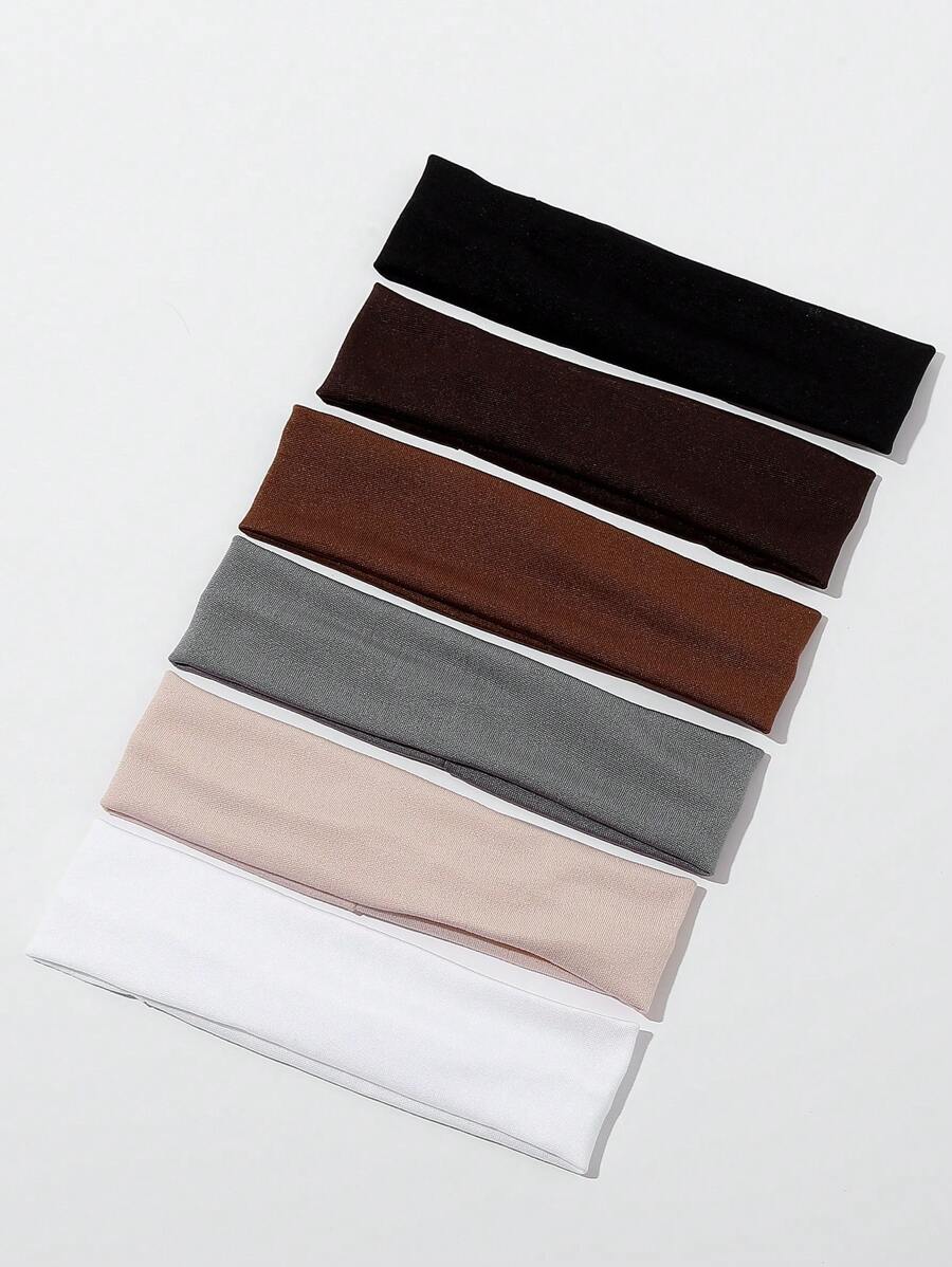 1PC/6PCS Solid Color Basic Thin Sweat-Absorbing Non-Slip Women's Headband Suitable For Daily Life And Sports - Multicolor - View 1