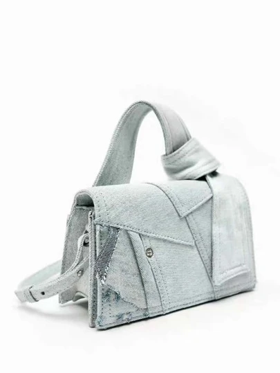Fashionable Mini Denim & Colorblock Casual Handbag