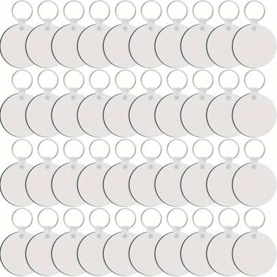 120 piezas Llavero redondo de sublimación, accesorios decorativos de tablero de fibra MDF personalizado de transferencia de calor de doble cara, verano, escuela
