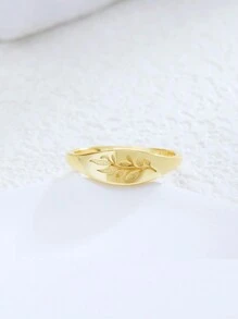 1 Miếng Mạ vàng 925 sterling bạc Cây Thiết kế lá Nhẫn , Của phụ nữ Mặc hàng ngày Đồ trang sức - Vàng - Xem 1