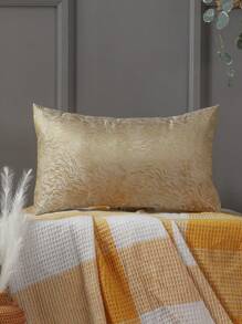 Miater Gold Decorative Cushion Cover, Jacquard Faux Silk Sofa Decoration