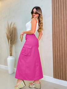 Women Skirts - 玫紅色 - 查看 2