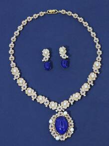 3 件/套金色花卉锆石首饰套装，适合婚礼和派对晚礼服配饰 - 花朵 - 查看 14