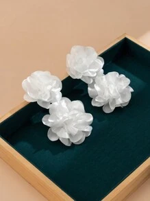 1 Cặp bông tai hoa vải thanh lịch thời trang dành cho nữ, Phụ kiện phong cách sàn diễn sang trọng, tuyệt vời cho trang phục trang trọng, lễ hội và tiệc tùng (Bao gồm miếng đệm trắng hoặc nút tai trong suốt để tránh kim đâm thủng bao bì, Sản phẩm thực tế có thể khác nhau) - trắng - Xem 3