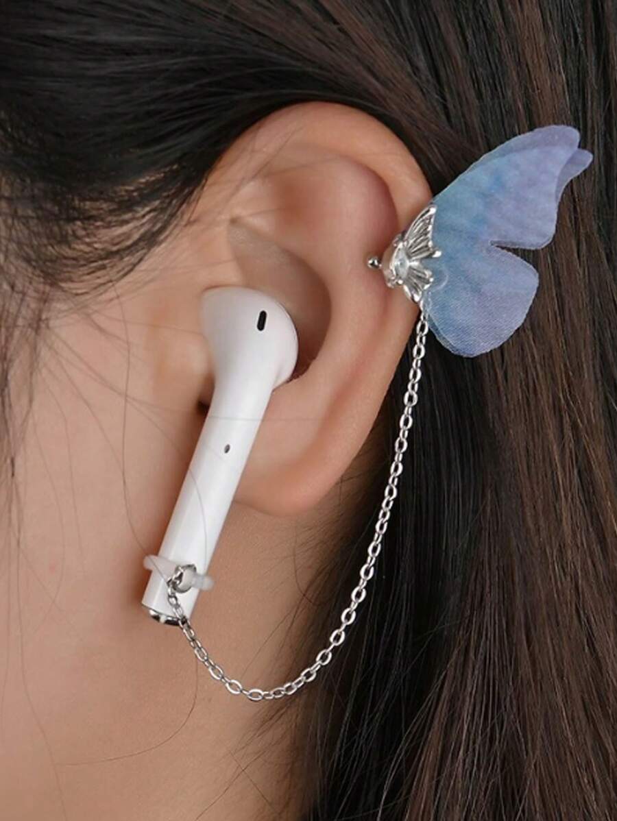 1 对耳机防丢绳和蝴蝶耳夹和防掉落装置，与 Airpods 完美兼容，无需穿孔 - 彩色 - 查看 1