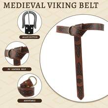 Thắt lưng hiệp sĩ thời trung cổ cho nam LARP Phục hưng O Ring Thắt lưng màu đen nâu cho áo dài Viking Trang phục hóa trang Halloween - A - Xem 9