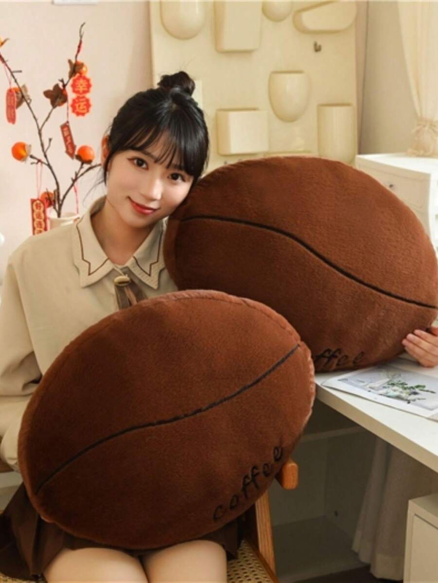 Realistic Coffee Bean Shaped Plush Decorative Pillow Pendant - Coffee Brown - View 1