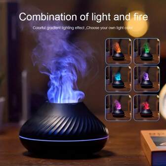 1pc Kinscoter Volcanic Aroma Diffuser Essential Oil Lamp 130ml USB Portable Air Humidifier With Color Flame Night Light USB Free Filter Essential Oil Diffuser Air Freshener For Bedroom, Travel Aesthetic Room Decor Art Supplies