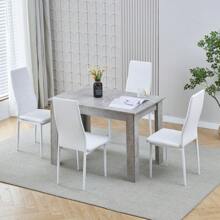Dining Room Set, Dining Table With Chairs, 110x70 Cm Table And Chairs For Living Room Home Kitchen - Grey - View 5