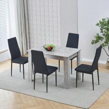 Dining Room Set, Dining Table With Chairs, 110x70 Cm Table And Chairs For Living Room Home Kitchen - Grey - View 6