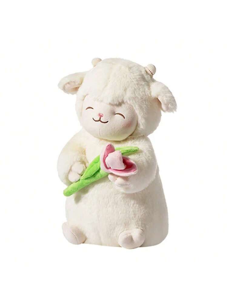 Little Lamb With Tulip Stuffed Kawaii Sheep Lamb With Flower 27 Cm