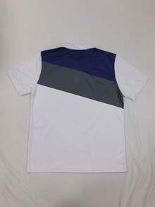 男士西裝外套時尚三色配襯立領上拉鍊印花馬球衫,男士運動馬球polo恤 - 藍白色 - 查看 5