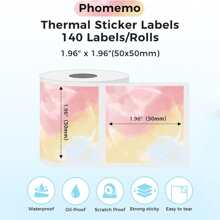 Phomemo 1卷彩色花形热敏标签纸，尺寸1.97英寸 x 1.97英寸（50x50毫米），兼容Phomemo M100/M102/M108/M120/M160/M110/M220/M120/M200/M221/M150/M250/M260/M421标签打印机 - 珊瑚橙 - 查看 3
