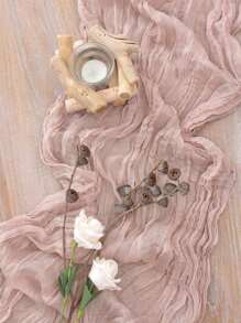 1pc Cheesecloth Tablecloth, Gauze Table Cover For Wedding, Bride Shower, Birthday Party, Bohemian Table Decor, Rustic Romantic Wedding & Runner