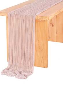 1pc Cheesecloth Tablecloth, Gauze Table Cover For Wedding, Bride Shower, Birthday Party, Bohemian Table Decor, Rustic Romantic Wedding & Runner