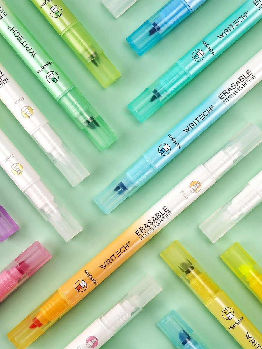 WRITECH Erasable Highlighters Chisel Tip, Smooth Writing No Bleed
