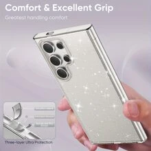 適用於三星Galaxy S23 S23 Plus S23 Ultra / S24 S24 Plus S24 Ultra閃亮美麗手機殼，精美復古防汙、防刮擦和防摔手機保護殼 - 金色 - 查看 3