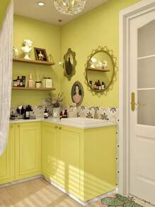 1 Roll Solid Blue Wallpaper Grey Blue Contact Paper Pure Blue Peel And Stick Wallpaper Matte Blue Textured Vinyl Film Self-Adhesive Removable Thicken Paper For Wall Countertop Cabinet - Yellow - View 7