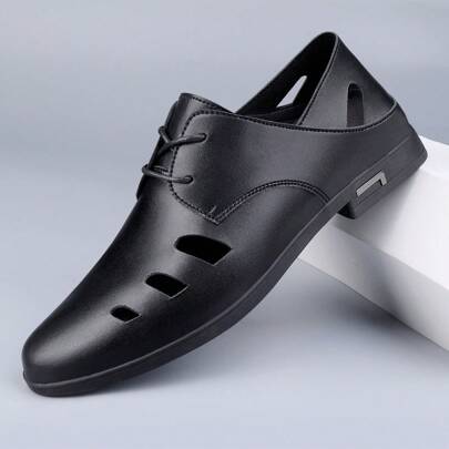 Men's Hollow Out Lace-Up Formal/ Business/ Casual Leather Shoes, Groom Wedding Shoes