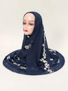 1 件女用花卉刺繡頭巾圍巾,優雅時尚頭巾,適合日常穿著和度假 - A - 查看 10