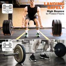 GIKPAL 10lb-55lb Bumper Plates, 2-Inch Weight Plates With Steel Hub, Green Rubber - Impact-Resistant & Floor Protection - Ideal For High-Intensity Workouts - 黑色 - 查看 5