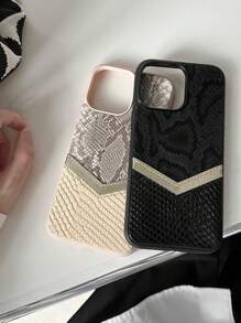 Apple Ins Stil vintage Schlangenprint Kartenfach Handyhülle, kompatibel mit iPhone 15 Pro Max/14 Pro Max/13/12