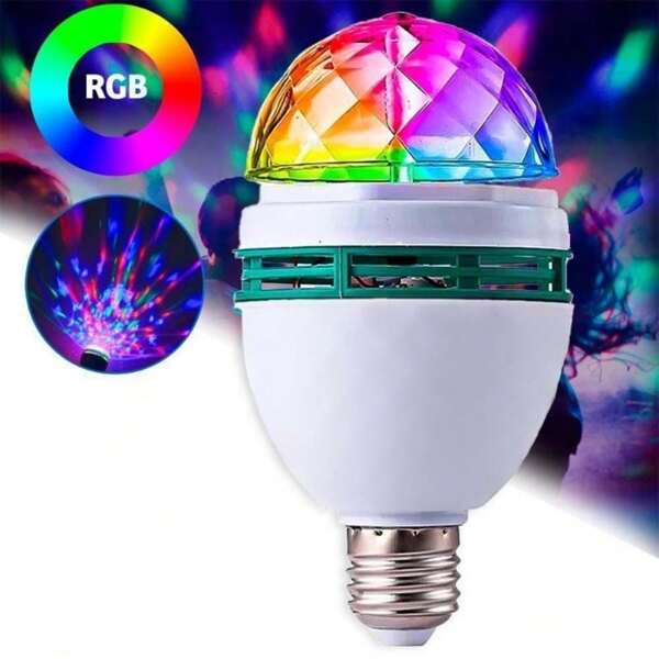 Lâmpada LED para Iluminação Decorativa e Ambiente Festas Bola Globo De Luz Rgb Giratória com Efeito de Cores Bocal Soquete E27 Pronta Entrega