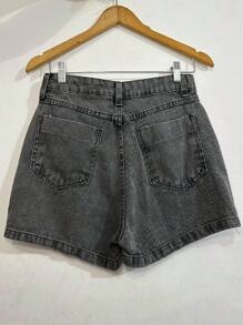 Women Denim Shorts - 深灰色 - 查看 6