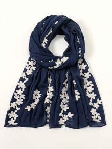 1 件女用花卉刺繡頭巾圍巾,優雅時尚頭巾,適合日常穿著和度假 - A - 查看 11