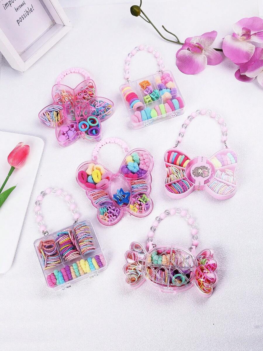 1pc Girls Cute Flower, Butterfly, Candy, Bow-Knot, Square Transparent Handle Clip, Hair Towel Ring, Mini Claw Hair Clip Headpiece Accessories, Suitable For Daily, Vacation, Party, Gift For Kids (Color Random)