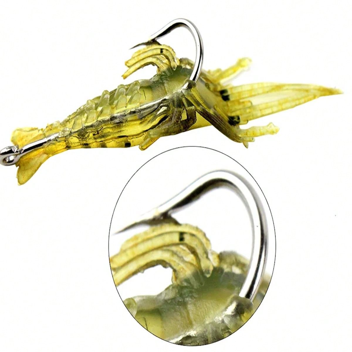 Silicone Shrimp Fishing Simulation With Bait And Hooks Noctilucent Soft Prawn Lures