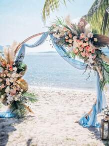 拱门窗帘 1/2 片 4.4 码透明背景窗帘，适用于派对天花板婚礼拱门接待处窗帘布装饰、圣诞节 - 藍色 - 查看 6