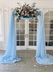 拱门窗帘 1/2 片 4.4 码透明背景窗帘，适用于派对天花板婚礼拱门接待处窗帘布装饰、圣诞节 - 藍色 - 查看 4