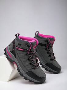 Couples' Anti-Slip Breathable High-Top Climbing Shoes For Outdoor Spring And Autumn, Men's Sports Shoes, Women's Hiking Shoes, Grey And Pink