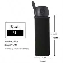 1pc Creative Insulated Cup Sleeve, Glass Cup Protector, Neoprene Cup Cover - Black - View 3