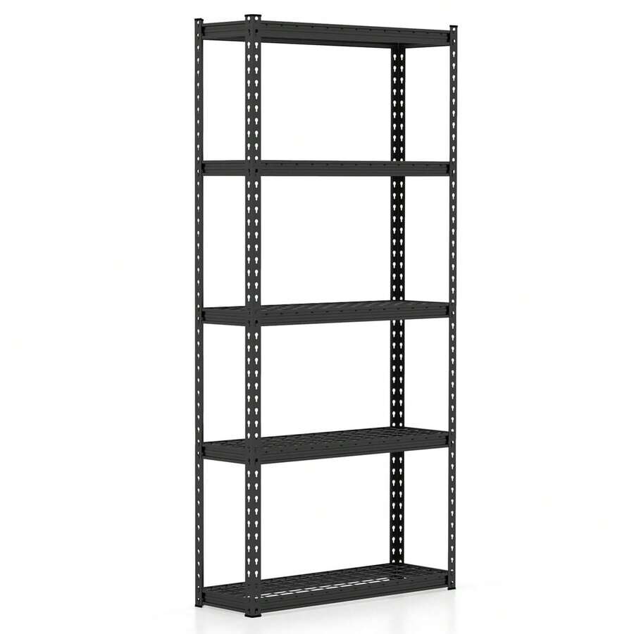 1/2/3/4 PCS 5-Tier Heavy Duty Storage Shelf Storage Utility Rack Shelf With Anti-Tipping Device Black - Black - View 1
