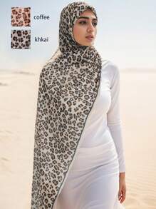 1 件珍珠雪纺印花围巾，男女通用欧洲/美国夏季披肩 - A - 查看 8