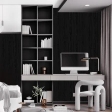 1卷黑色木紋自粘式pvc壁紙,適用於家具、廚房防濺牆,防水防油,diy裝飾,15.74x196.85英寸 - 黑色 - 查看 3