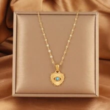 1 Miếng Thép không gỉ Mắt ác Dây chuyền Đối với phụ nữ Thời trang Mạ vàng 18K Xanh Mắt ác Dây chuyền Nữ Đồ trang sức Món quà - vòng cổ - Xem 20