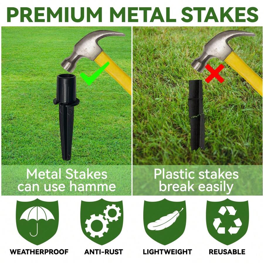 10 Pack Metal Replacement Stakes For Solar Lights Outdoor, Solar