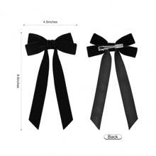 2 Miếng Vải nhung đen Nơ cột tóc , Thanh lịch Vintage Của phụ nữ Nơ Kẹp tóc Cho đám cưới , Buổi tiệc Và Sử dụng hàng ngày - màu đen - Xem 2