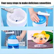 1pc Shaved Ice Maker Machine, Slushie Machine, Snow Cone Machine, Shaved Ice Machine, Manual Fruit Smoothie Machine Mini Household Ice Shaver Small Ice Crusher - Blue and White - View 5