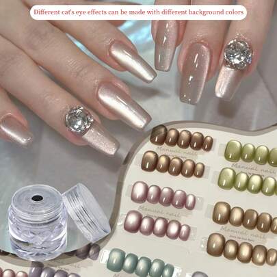 Polvo decorativo para arte de uñas DIY con varios efectos, incluyendo cerámica blanca, ojo de gato, superficie espejo, cristal, brillo, arena fluida, para uso universal en uñas