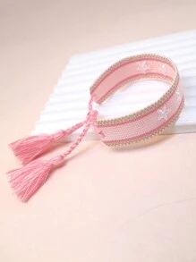 1pc Embroidered Five-Pointed Star Handmade Braided Bracelet - Multicolor - View 4