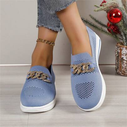 2024 New Summer Flat Breathable Mesh Shoes For Women, Casual Slip-On Loafers For Mom, Walking Shoes